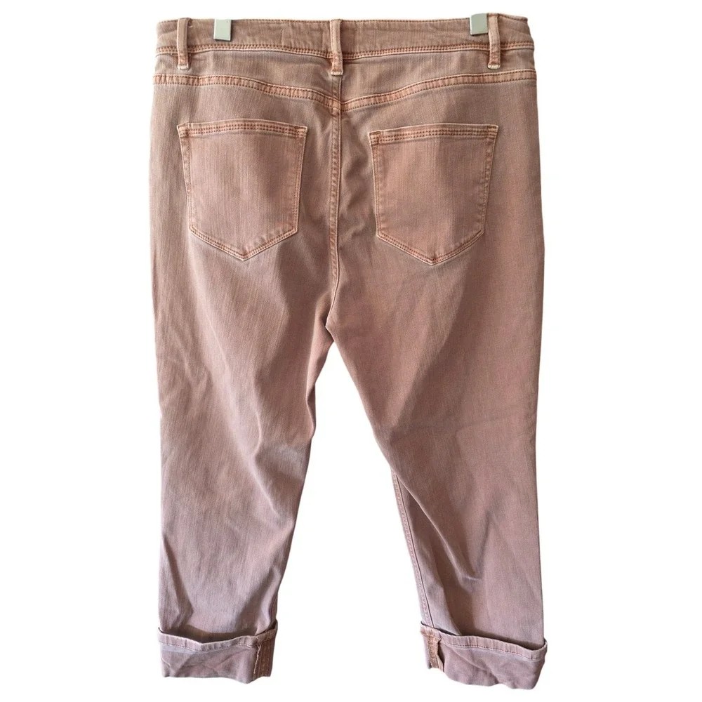 J. Jill High‎ Rise Cropped Jeans 10 Petite Womens Salmom Colored Cuffed Denim